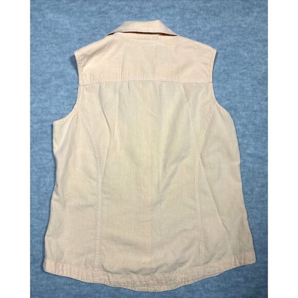 Eddie Bauer Yellow Sleeveless Button Up Shirt Cotton Size M - Picture 4 of 4